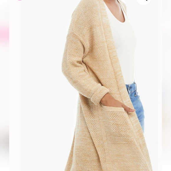 NWT: Able Neva Long Open Cardigan: Tan 3xl 100% Organic Cotton:Two Pockets